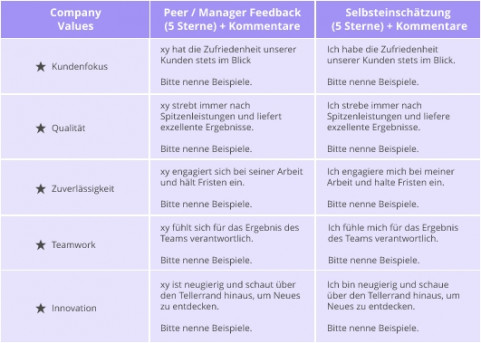 Unternehmenswerte Kompetenzmodell